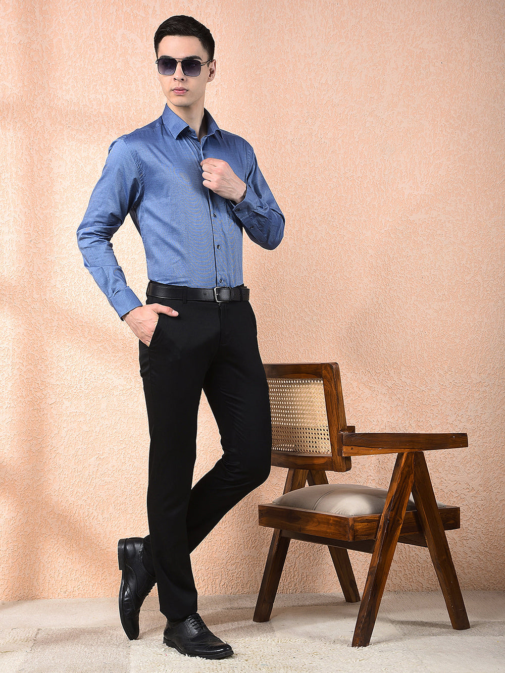 cobb lapis blue smart-fit formal shirt