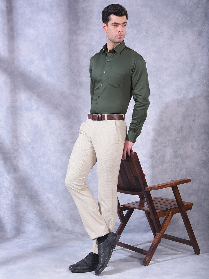 COBB GREEN SOLID STRETCH-FIT FORMAL SHIRT