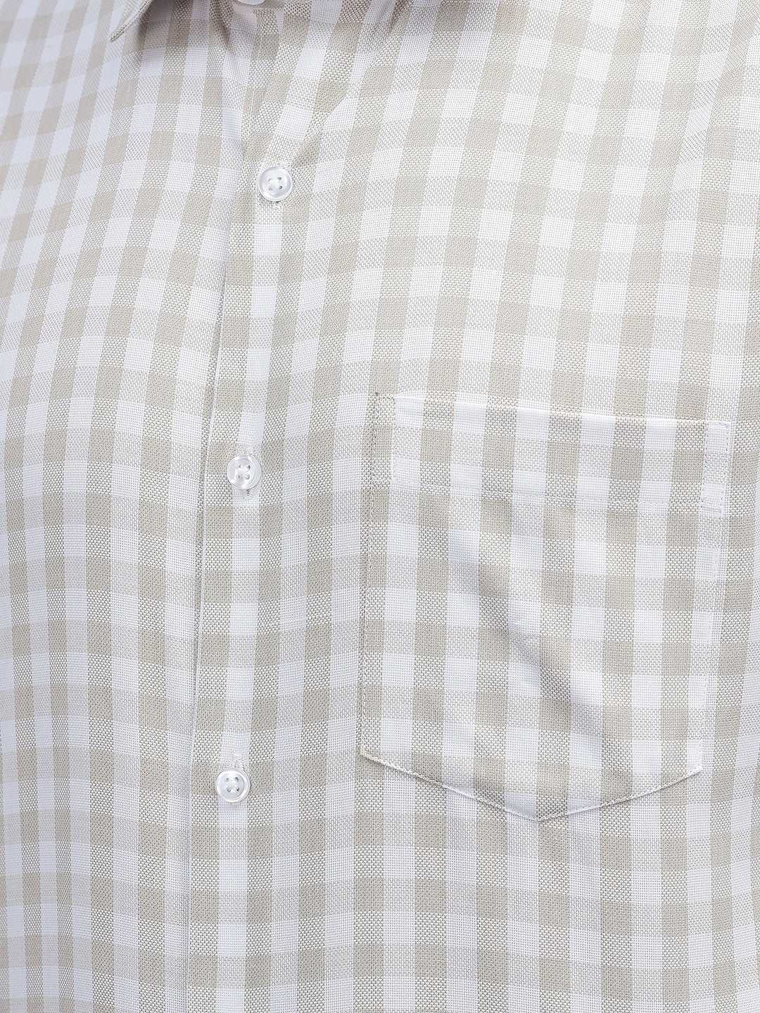 Cobb Beige Check Smart Fit Formal Shirt