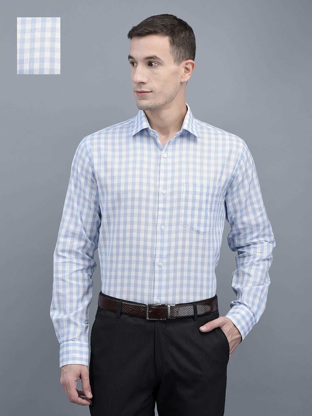 Cobb Blue Check Smart Fit Formal Shirt