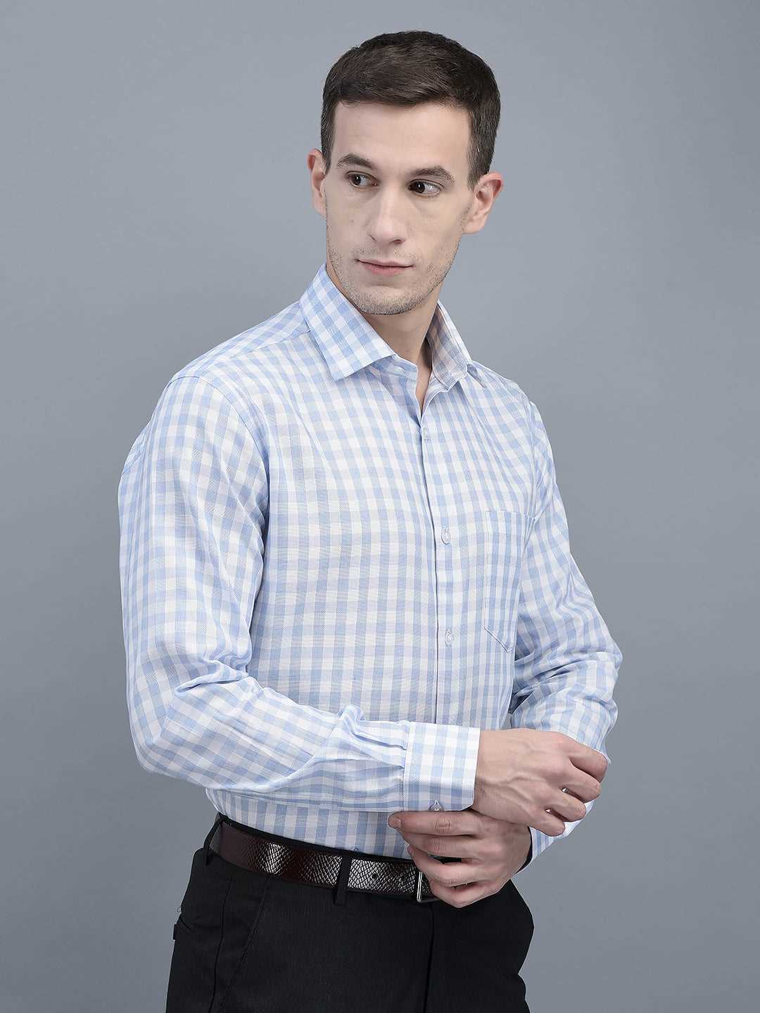 Cobb Blue Check Smart Fit Formal Shirt