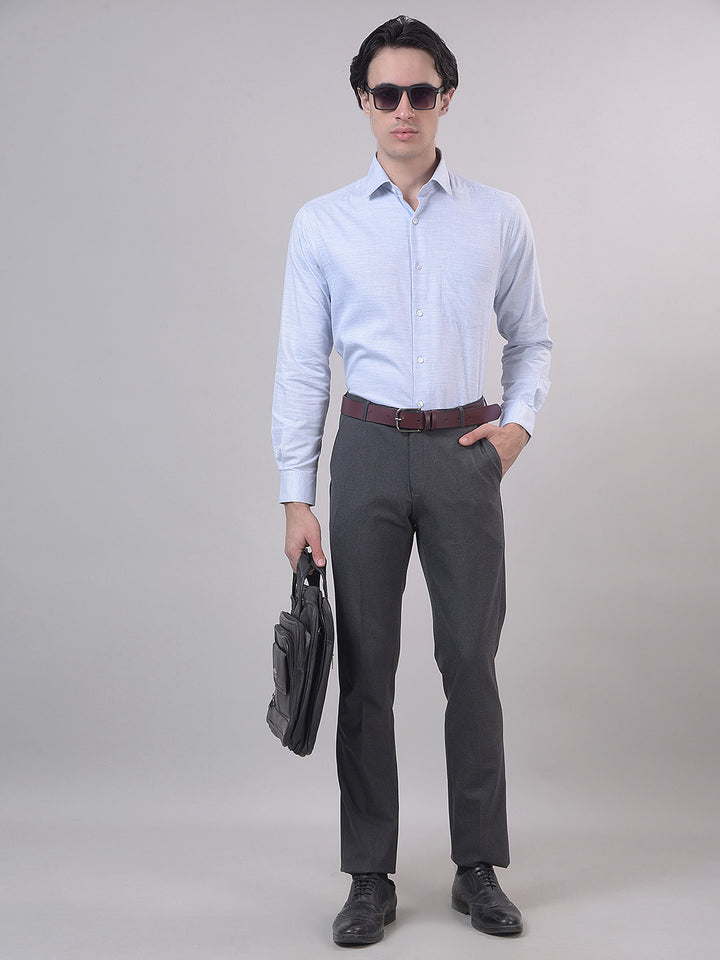 Sky Blue Self-Design Formal Shirt