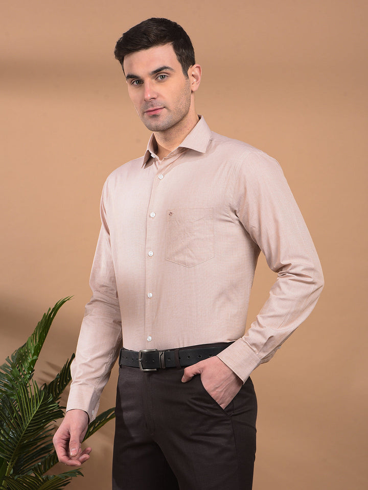 COBB SOLID BEIGE SMART-FIT FORMAL SHIRT