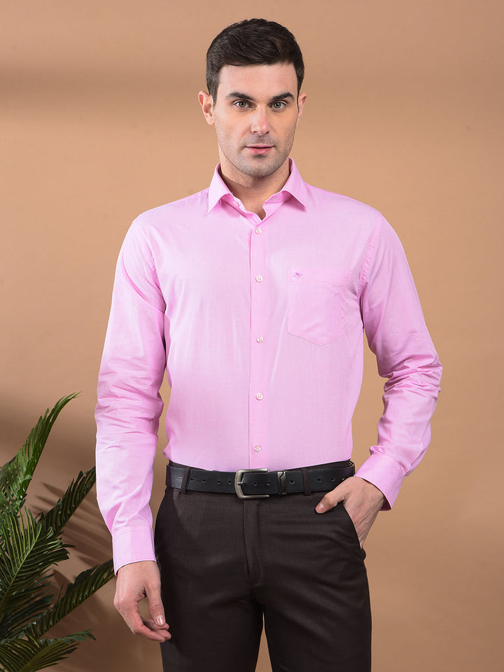 cobb solid pink smart-fit formal shirt