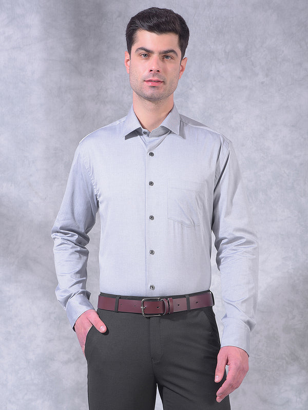 cobb grey solid smart-fit formal shirt