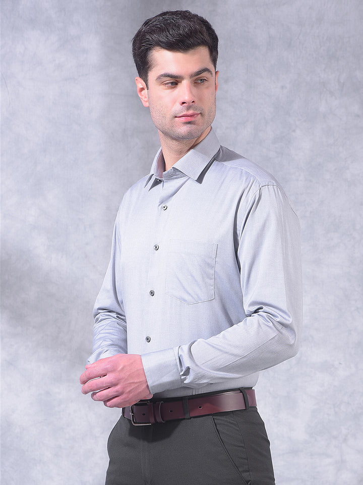 cobb grey solid smart-fit formal shirt
