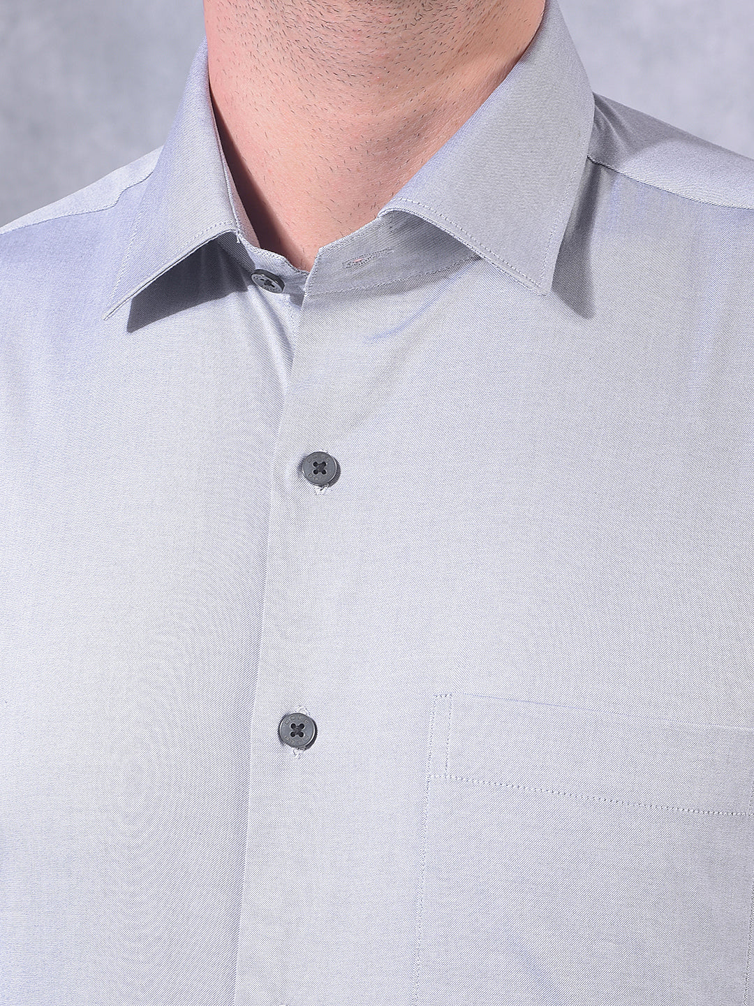 COBB GREY SOLID SMART-FIT FORMAL SHIRT