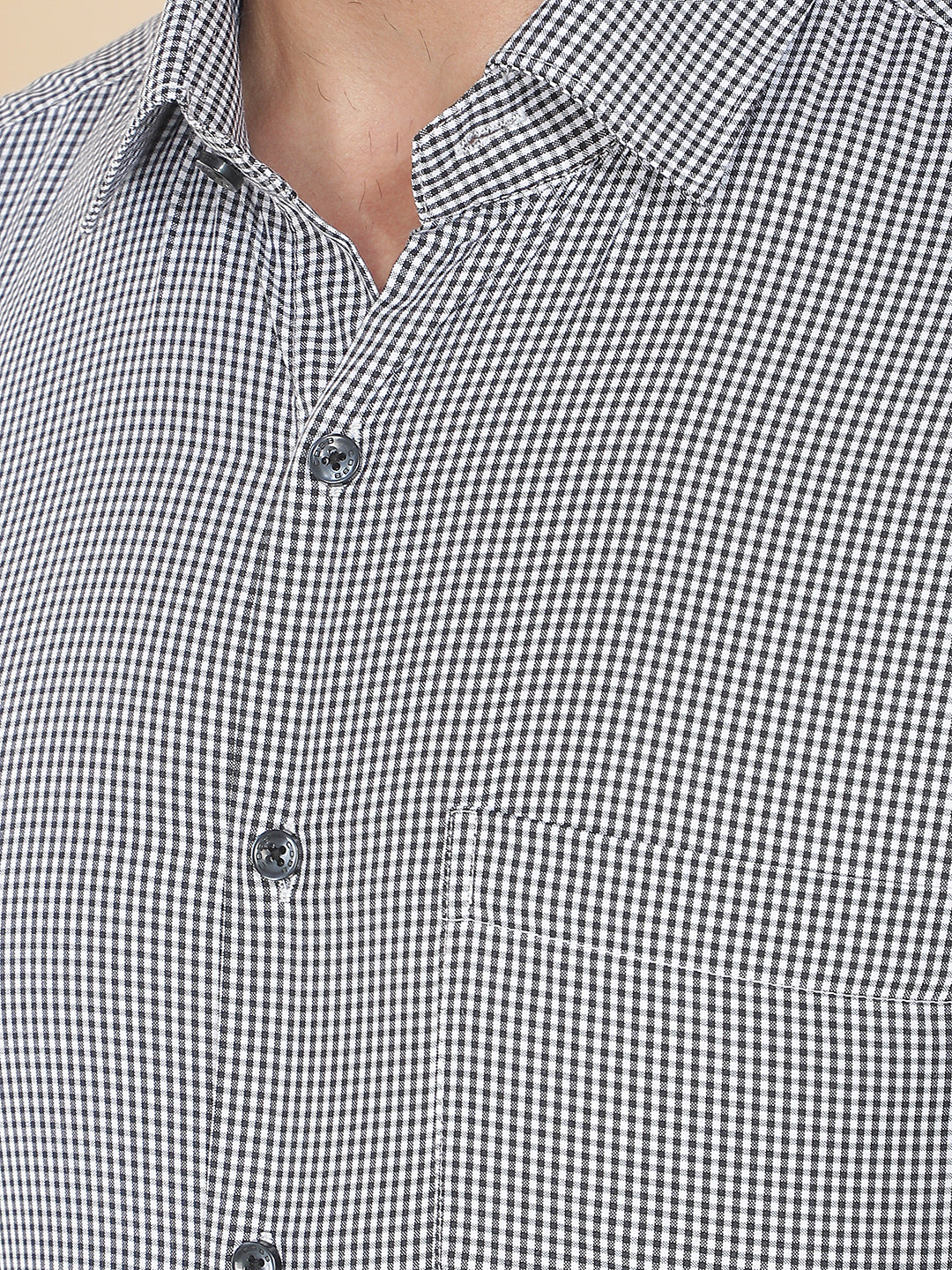 COBB BLACK CHECKED SMART-FIT FORMAL SHIRT