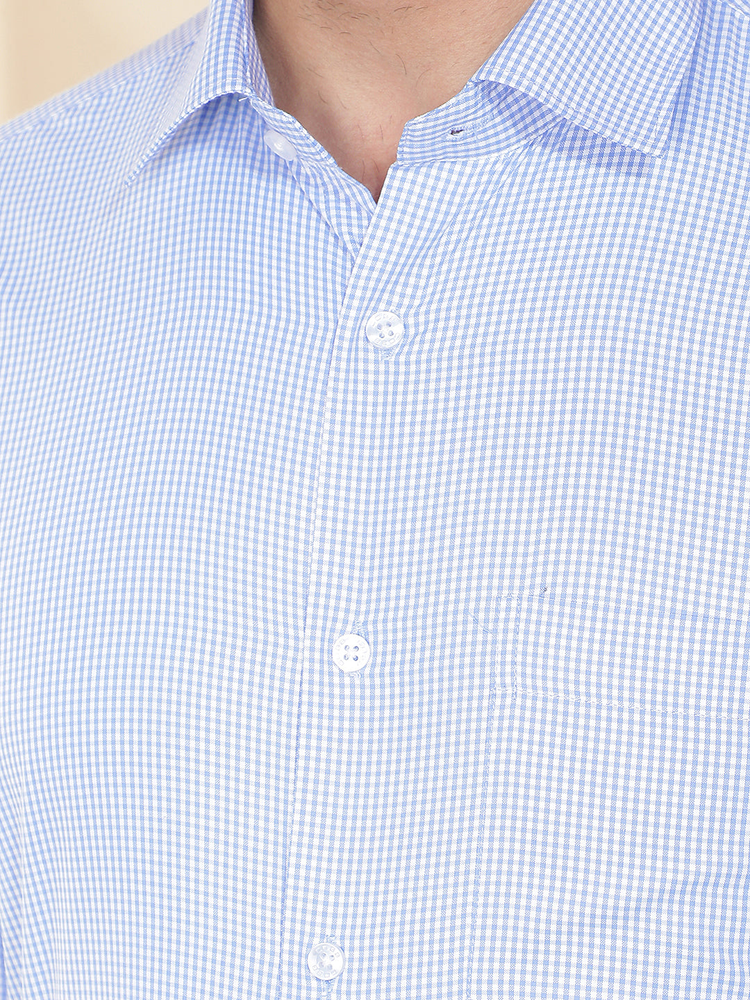 COBB BLUE CHECKED SMART-FIT FORMAL SHIRT