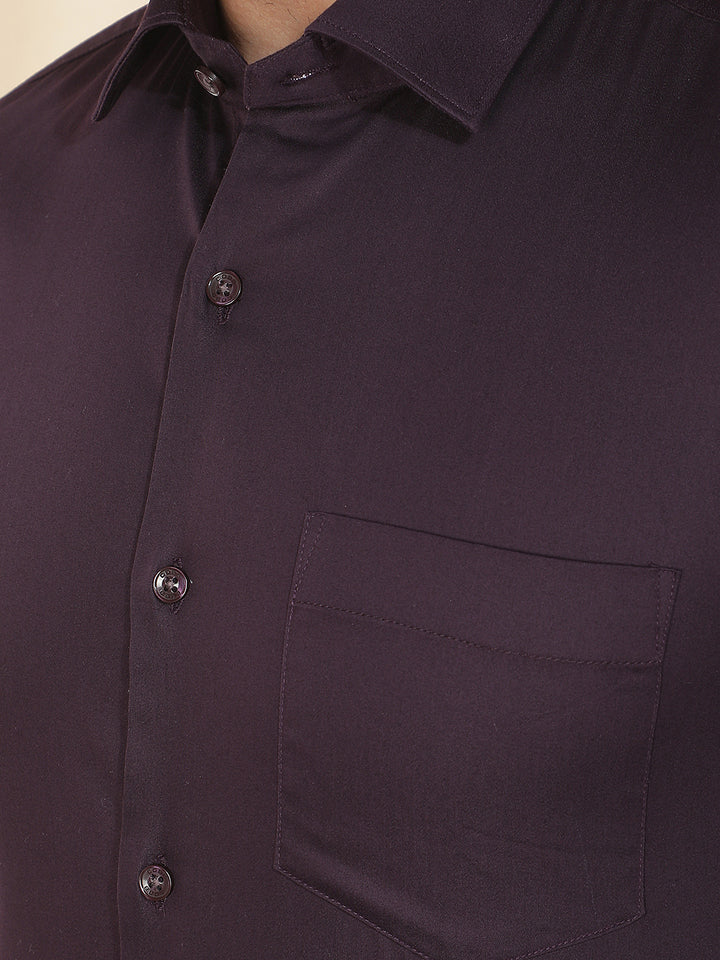 COBB DARK PURPLE SOLID SLIM-FIT FORMAL SHIRT
