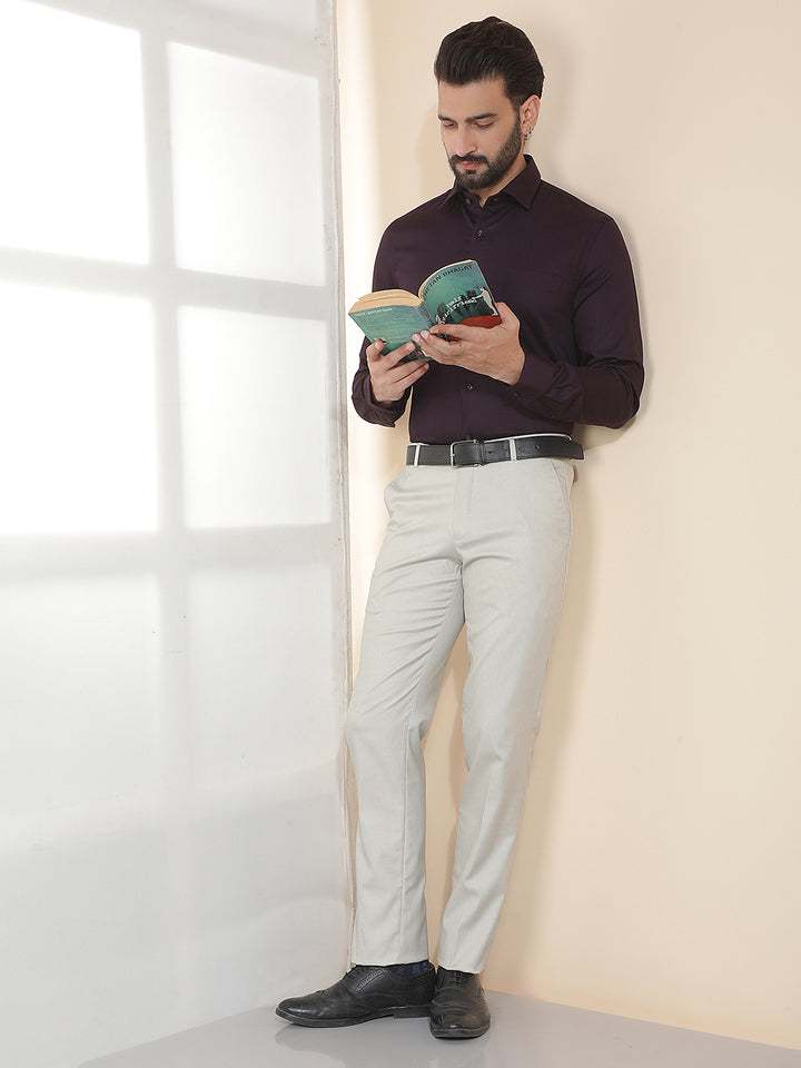 COBB DARK PURPLE SOLID SLIM-FIT FORMAL SHIRT