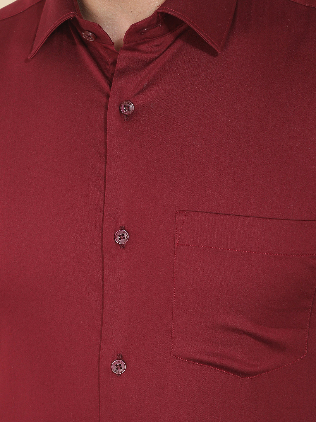 COBB MAROON SOLID SLIM-FIT FORMAL SHIRT