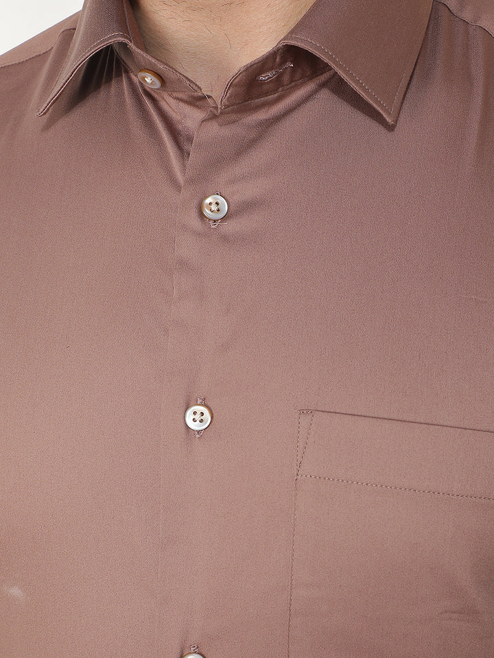 COBB TAN SOLID SLIM-FIT FORMAL SHIRT