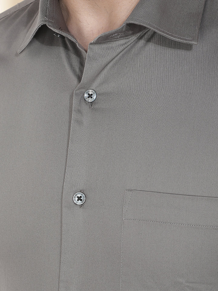 COBB GREY SOLID SLIM-FIT FORMAL SHIRT
