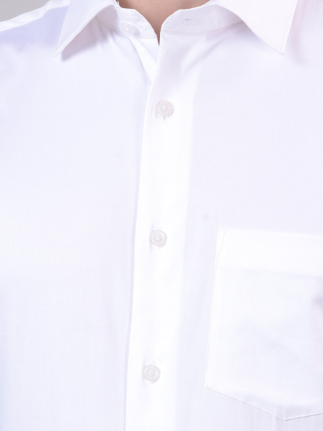 White Solid Stretchable Formal Shirt