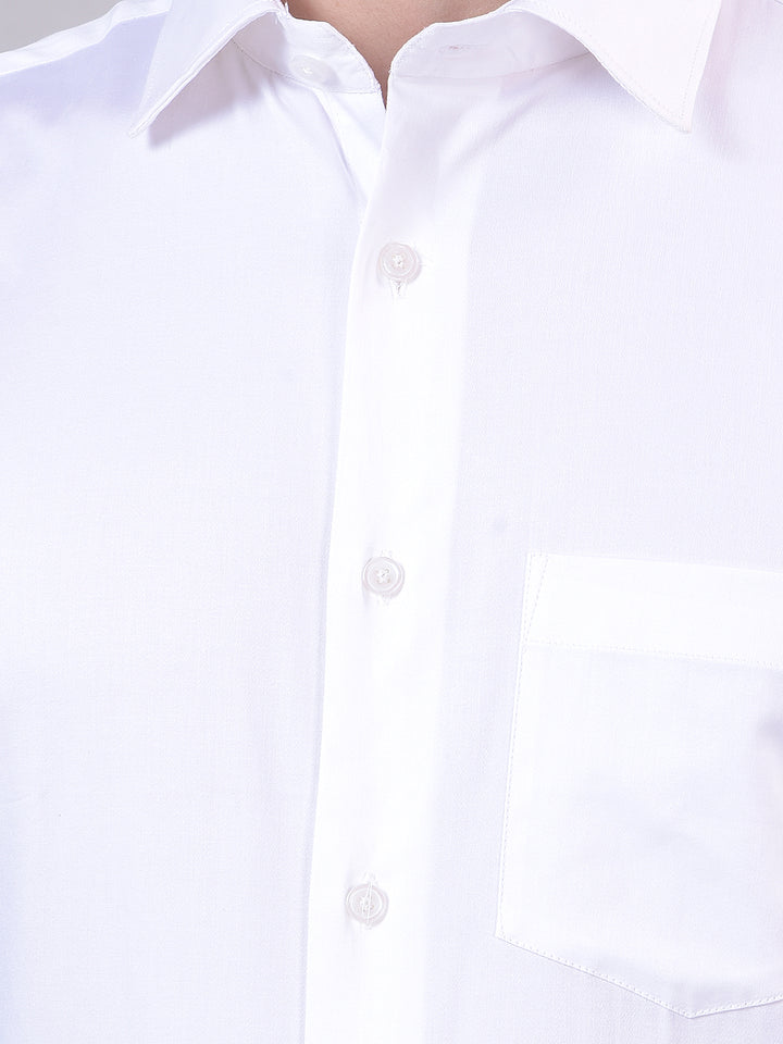 White Solid Stretchable Formal Shirt