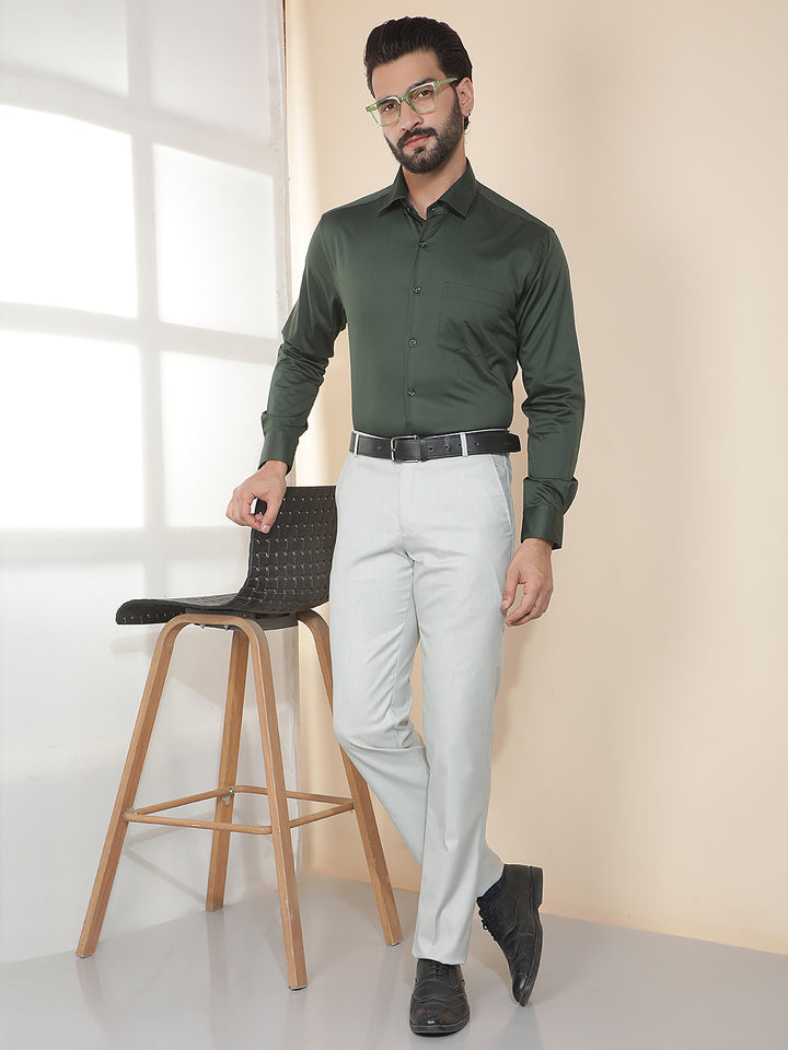 COBB DARK GREEN SOLID SMART-FIT FORMAL SHIRT
