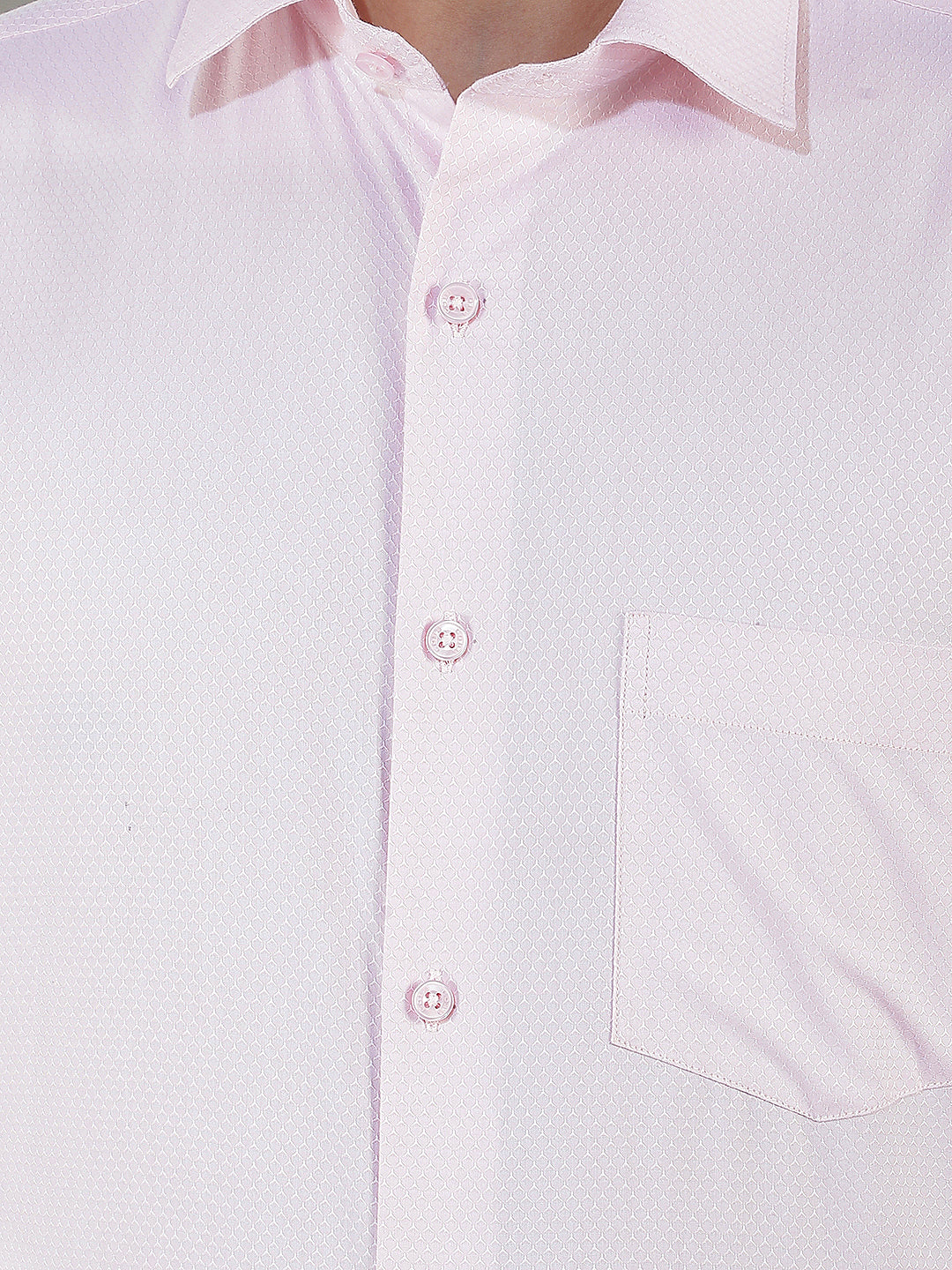light pink self-design smart-fit formal shirt