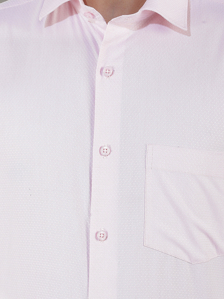 light pink self-design smart-fit formal shirt