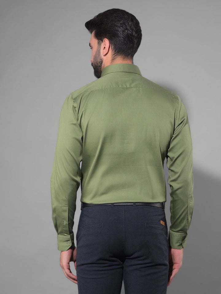 cobb solid green stretchable formal shirt