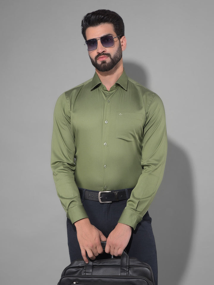 COBB SOLID GREEN STRETCHABLE FORMAL SHIRT