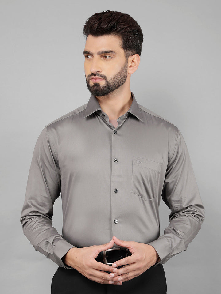 cobb solid grey smart-fit formal shirt