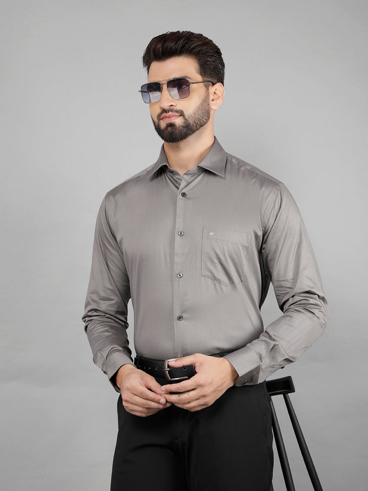 COBB SOLID GREY SMART-FIT FORMAL SHIRT