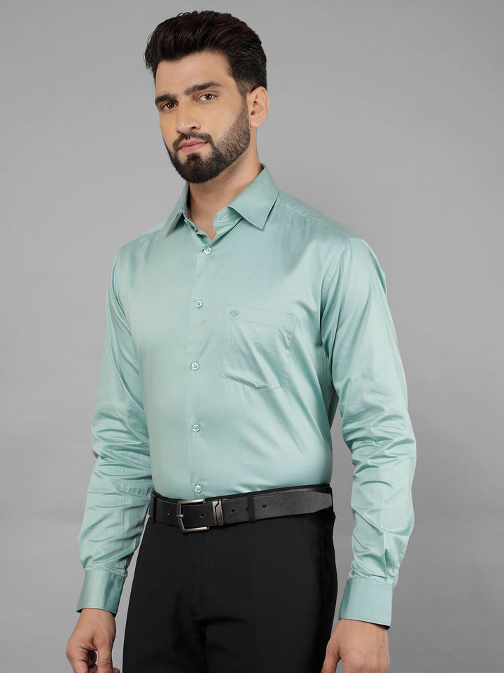 cobb solid sea green smart-fit formal shirt