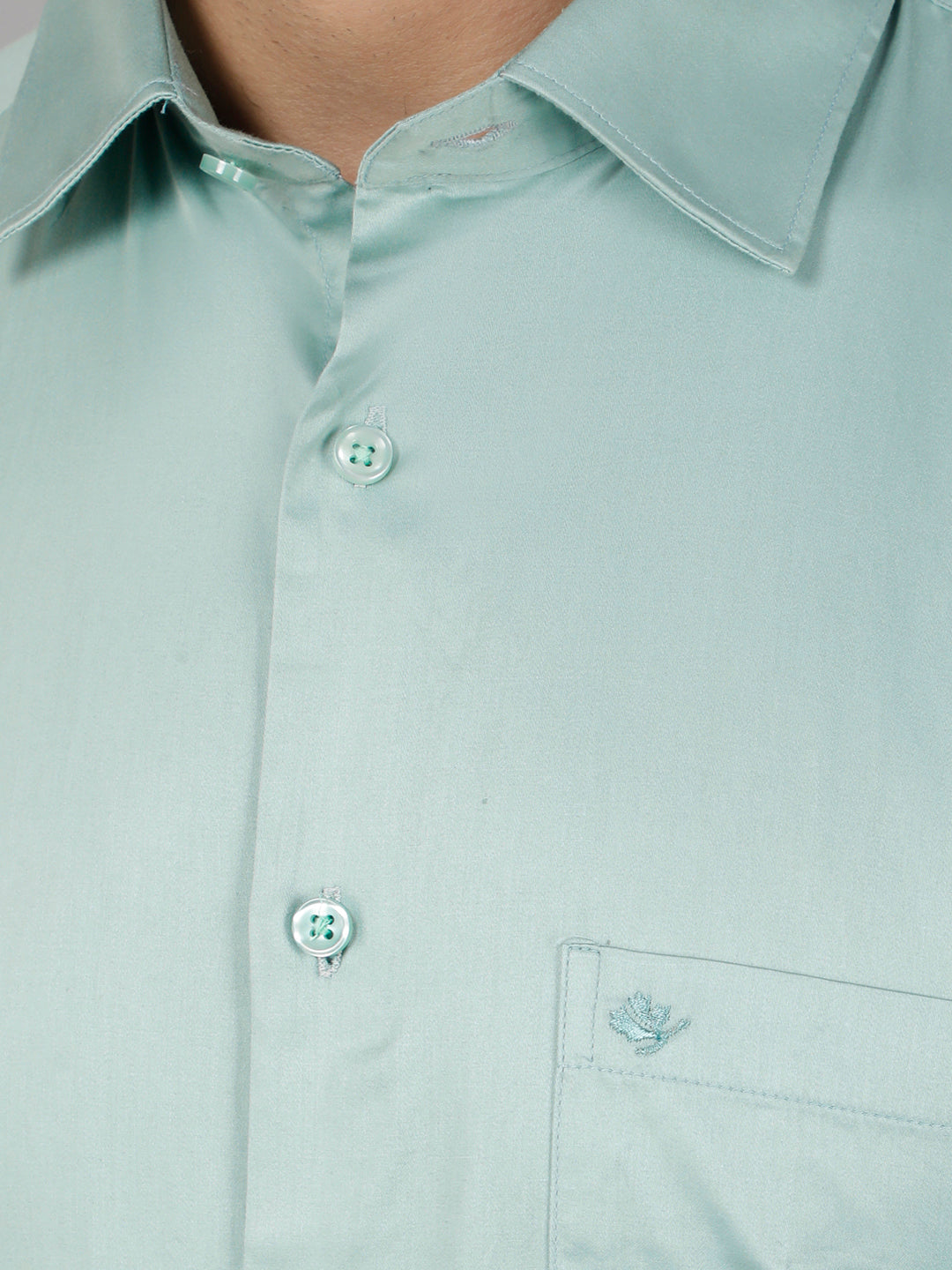 cobb solid sea green smart-fit formal shirt