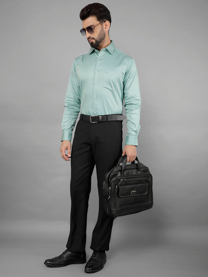 COBB SOLID SEA GREEN SMART-FIT FORMAL SHIRT