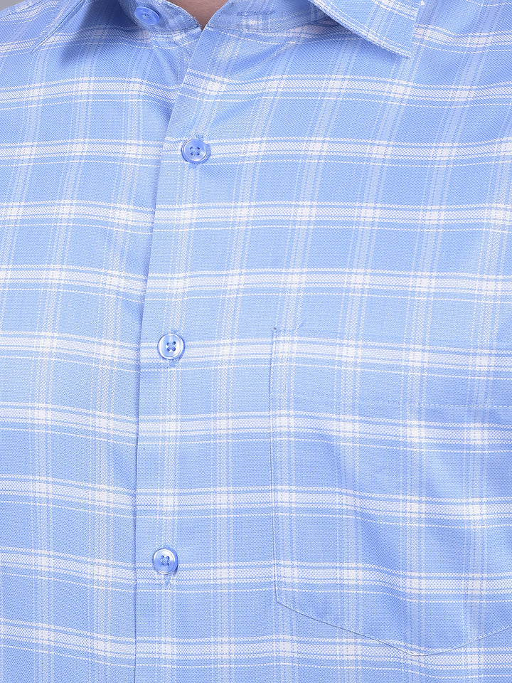 cobb blue checked smart-fit formal shirt