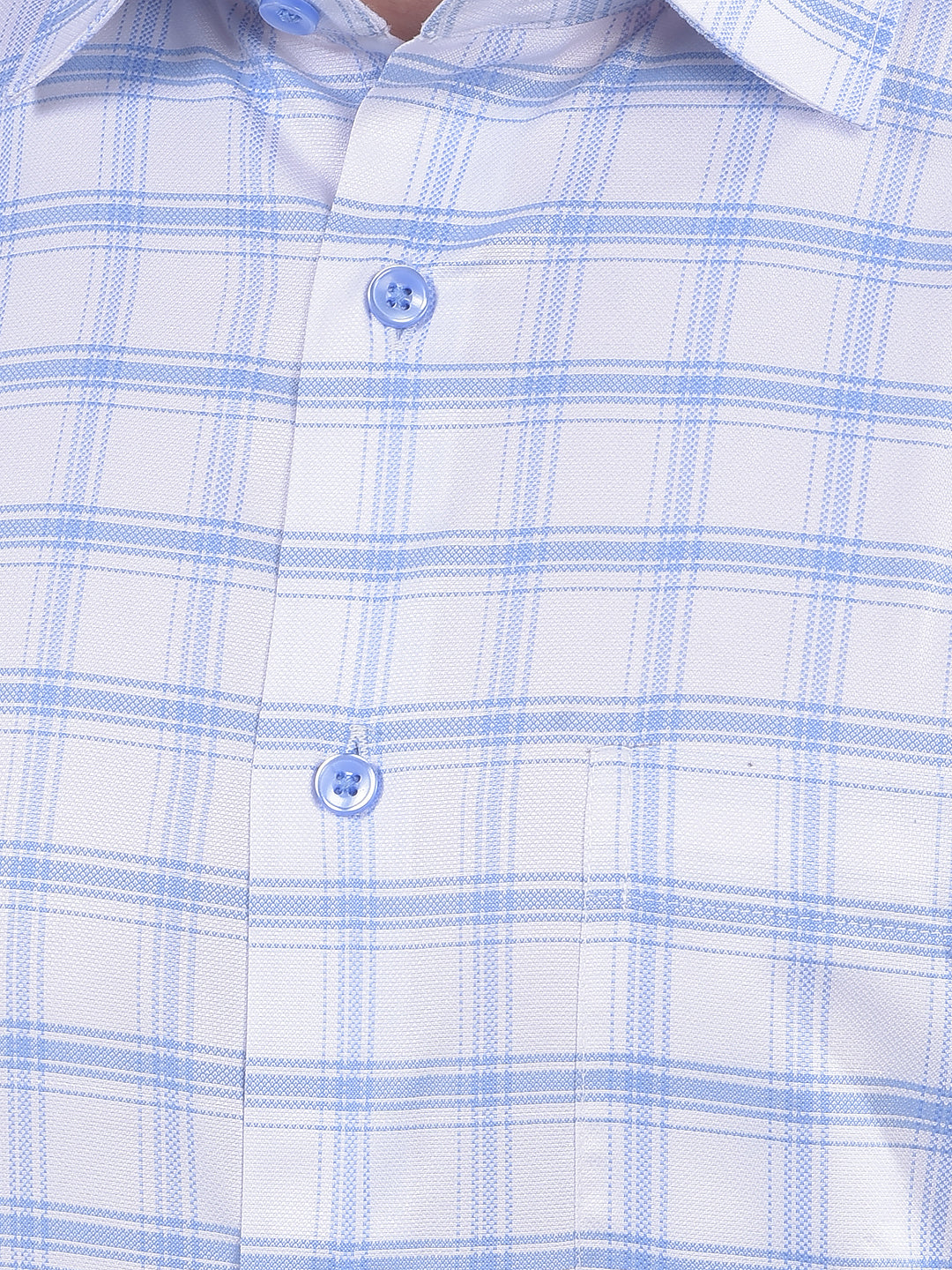 cobb white sky checked smart-fit formal shirt