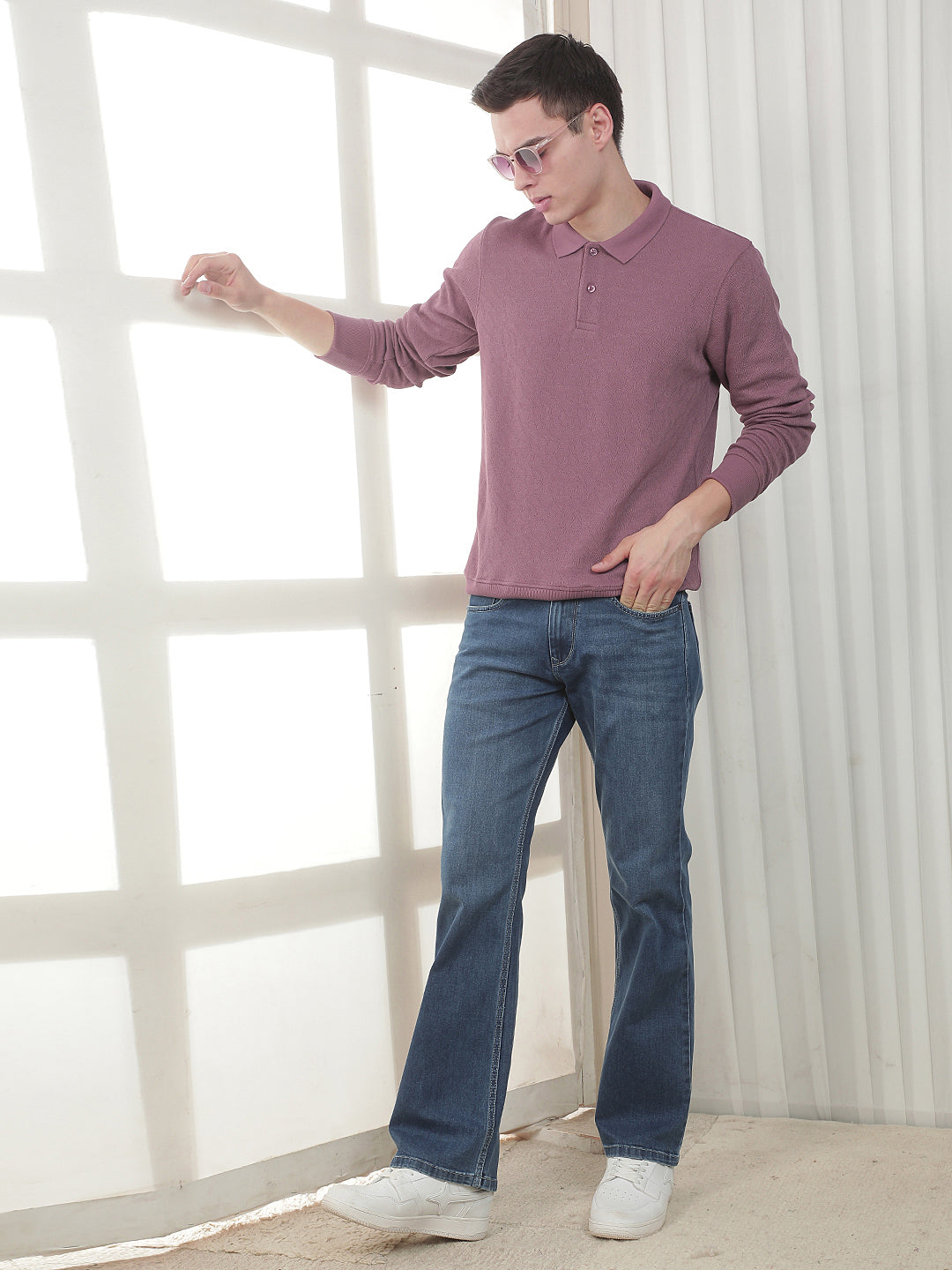 MOOV SELF-DESIGN FULL-SLEEVE POLO T-SHIRT