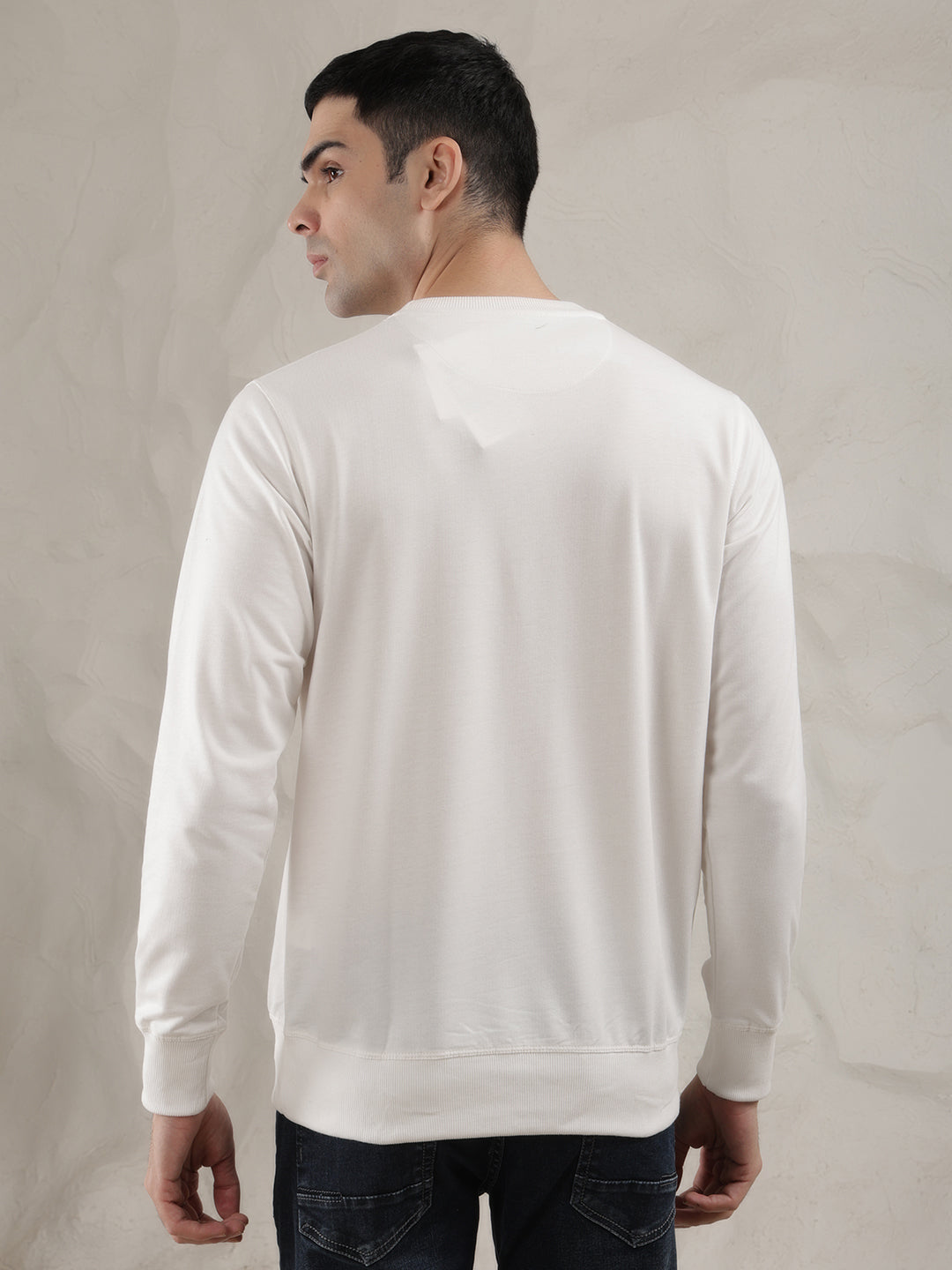 cobb white printed round neck full sleeve t-shirt