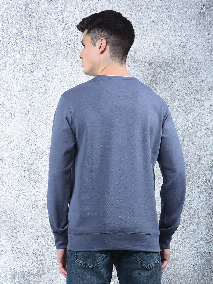 cobb solid denim blue full-sleeve t-shirt