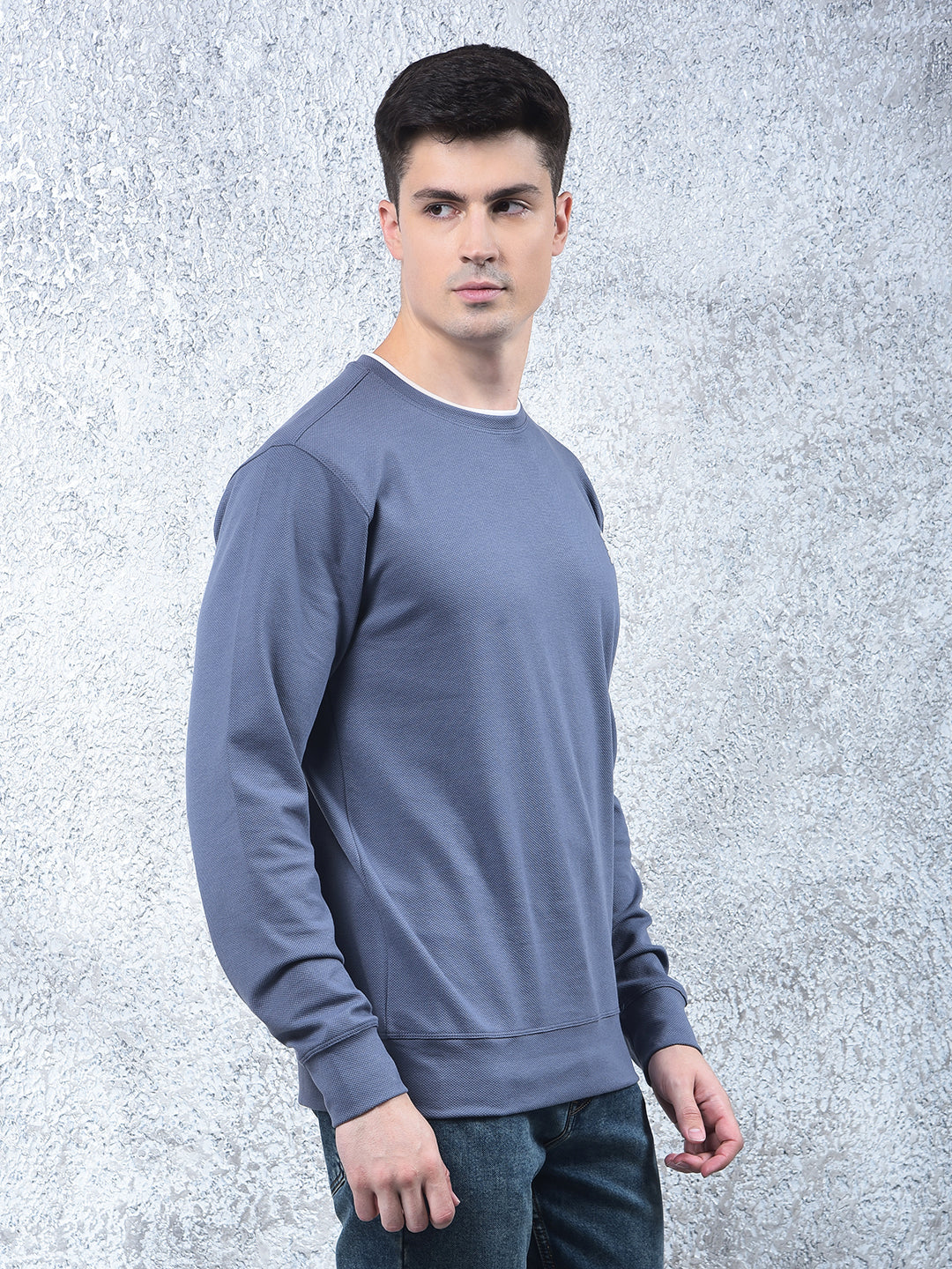 COBB SOLID DENIM BLUE FULL-SLEEVE T-SHIRT