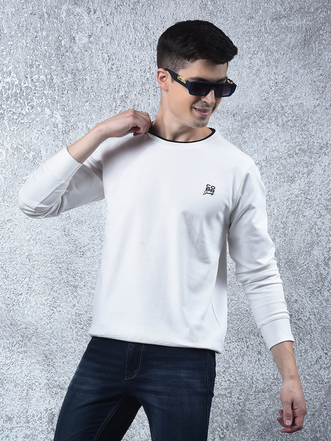 cobb solid white full-sleeve t-shirt