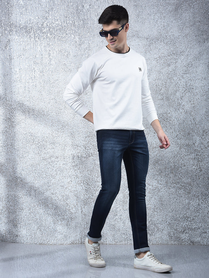 COBB SOLID WHITE FULL-SLEEVE T-SHIRT