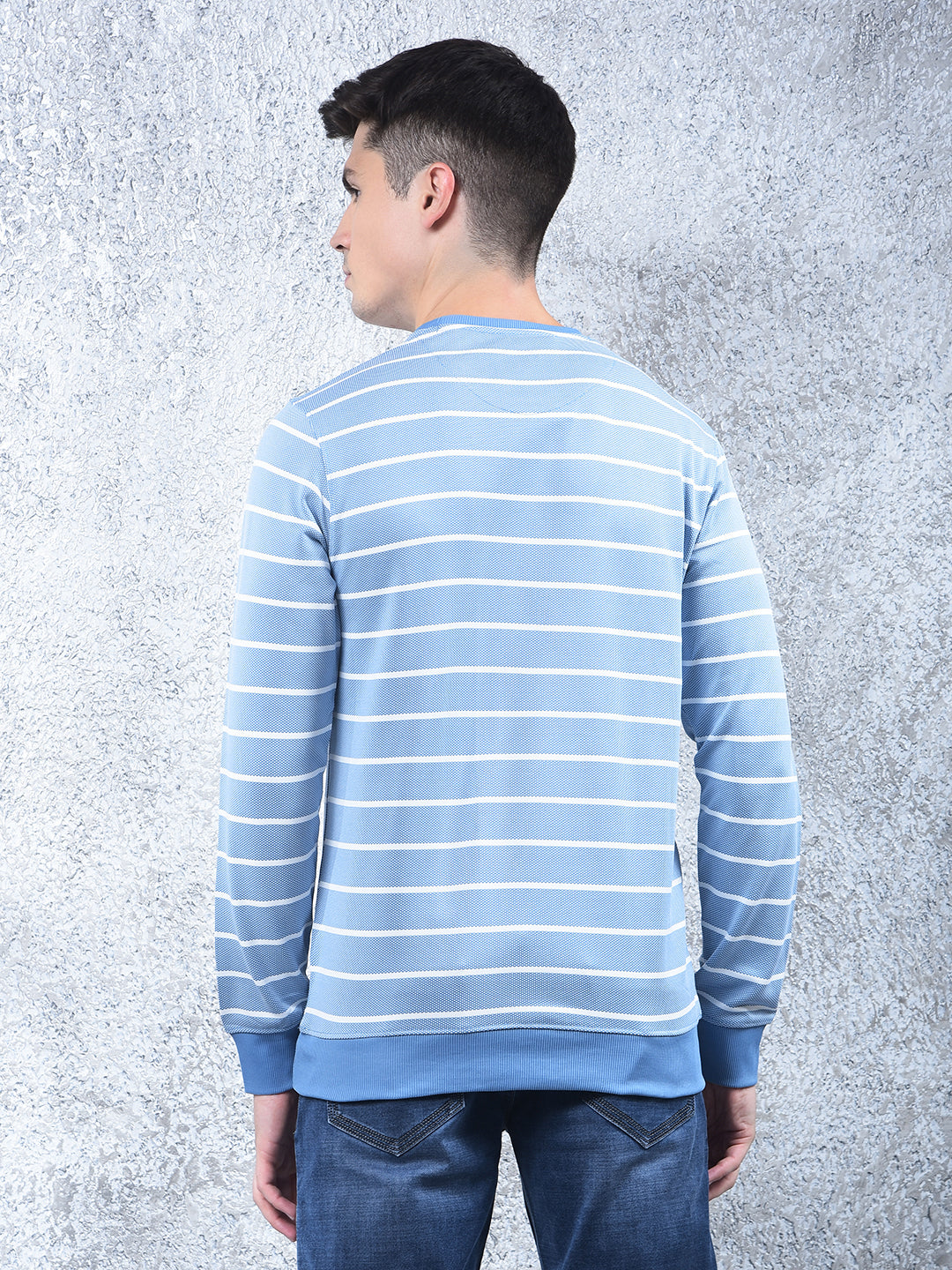 cobb sky blue striped full-sleeve t-shirt