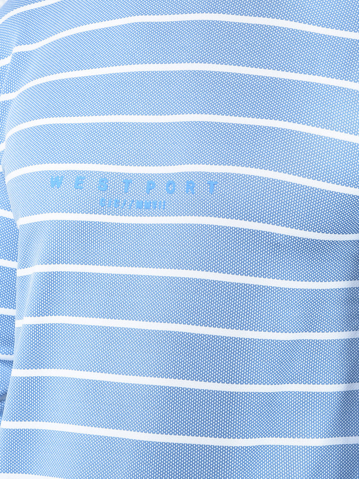 cobb sky blue striped full-sleeve t-shirt
