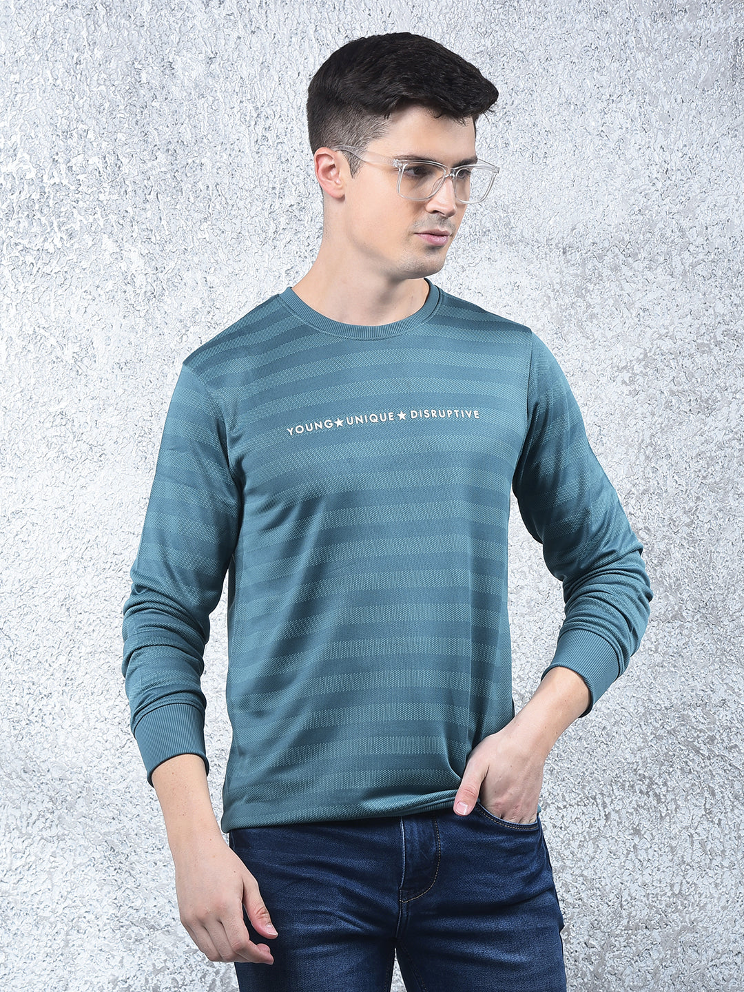 cobb teal green printed full-sleeve t-shirt