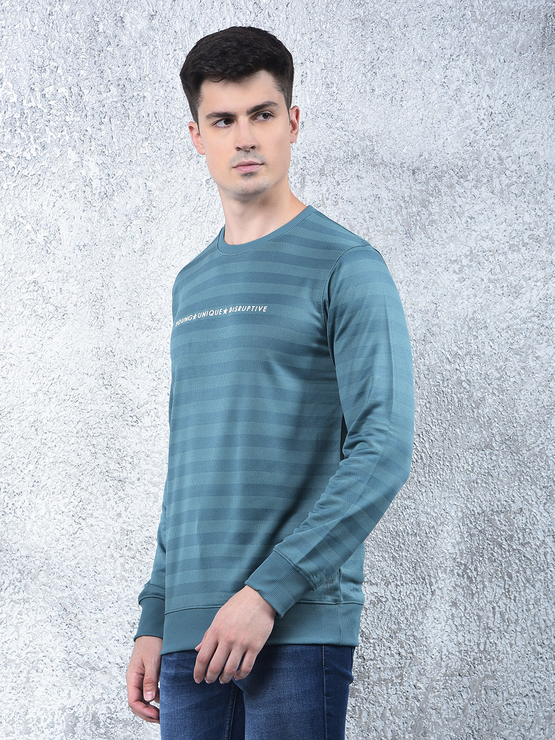 COBB TEAL GREEN PRINTED FULL-SLEEVE T-SHIRT
