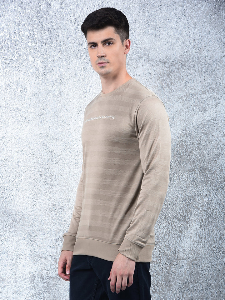 COBB BEIGE PRINTED FULL-SLEEVE T-SHIRT