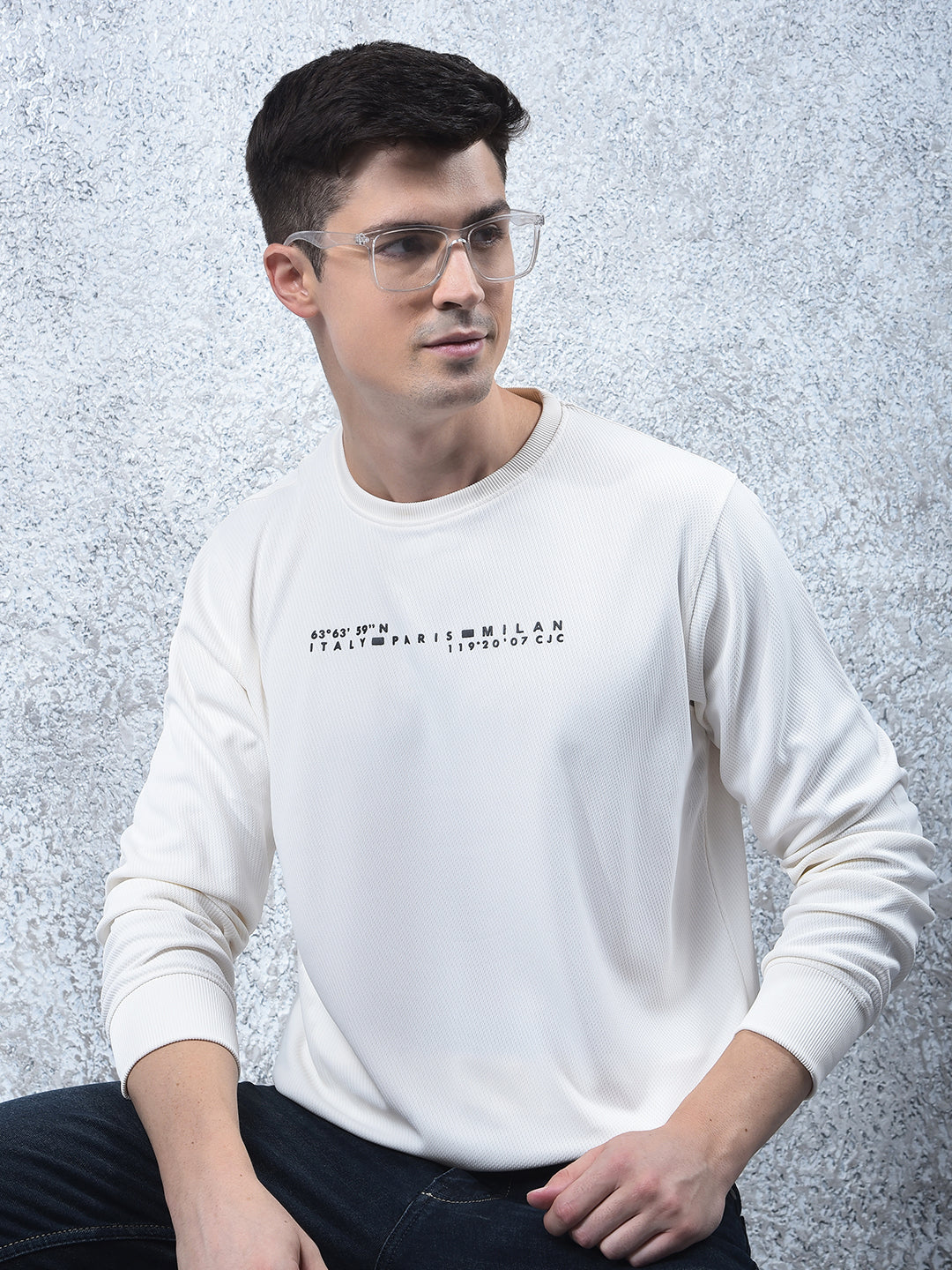 cobb off white printed full-sleeve t-shirt