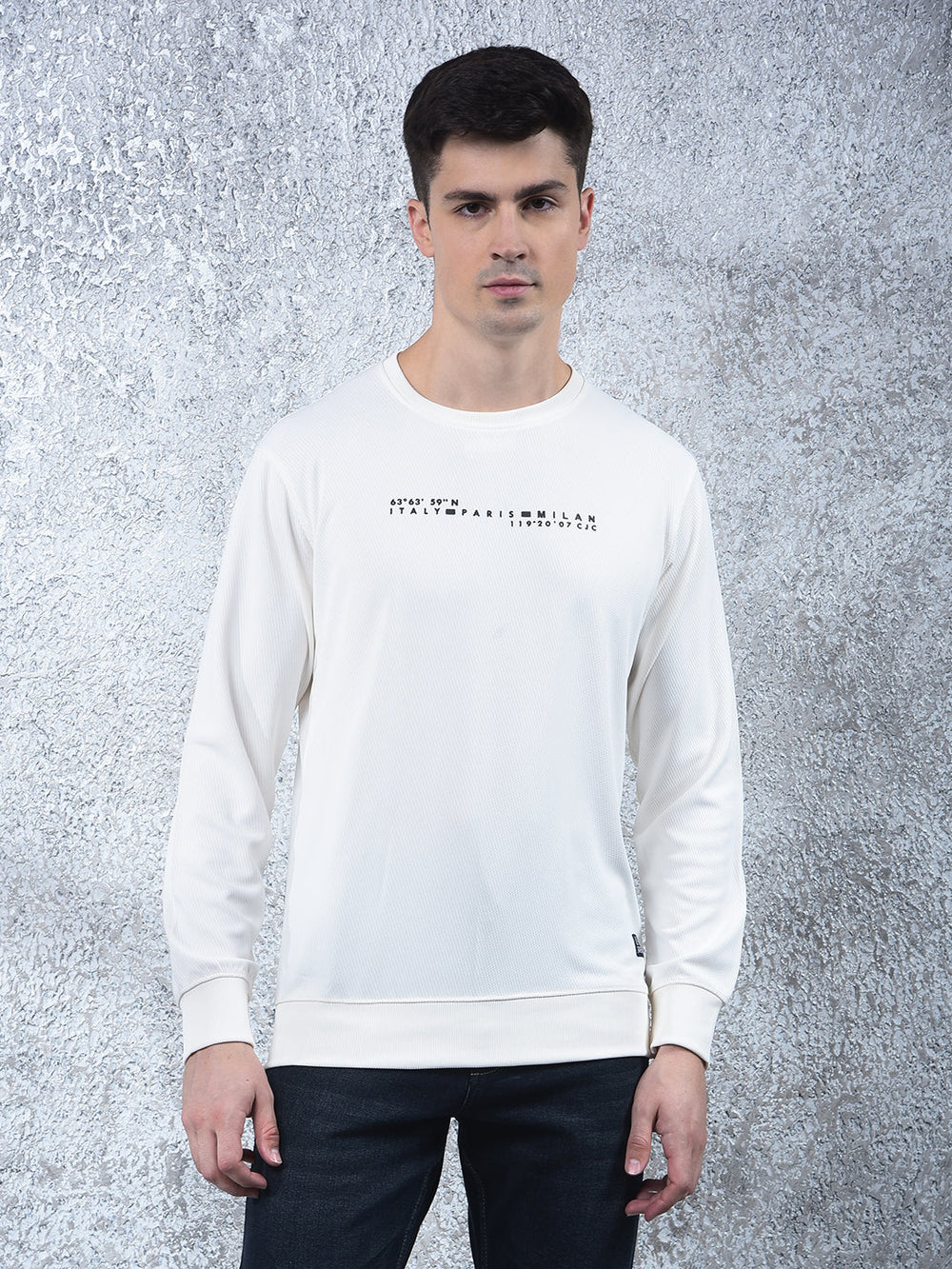 cobb off white printed full-sleeve t-shirt