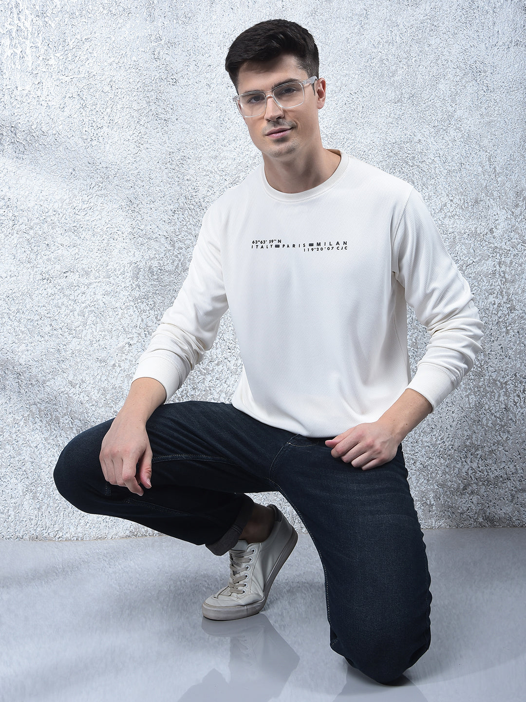 COBB OFF WHITE PRINTED FULL-SLEEVE T-SHIRT