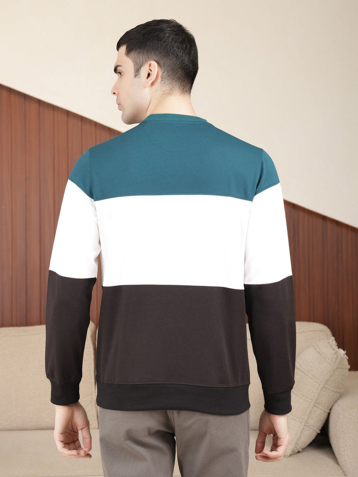 cobb green colorblock round neck full sleeve t-shirt