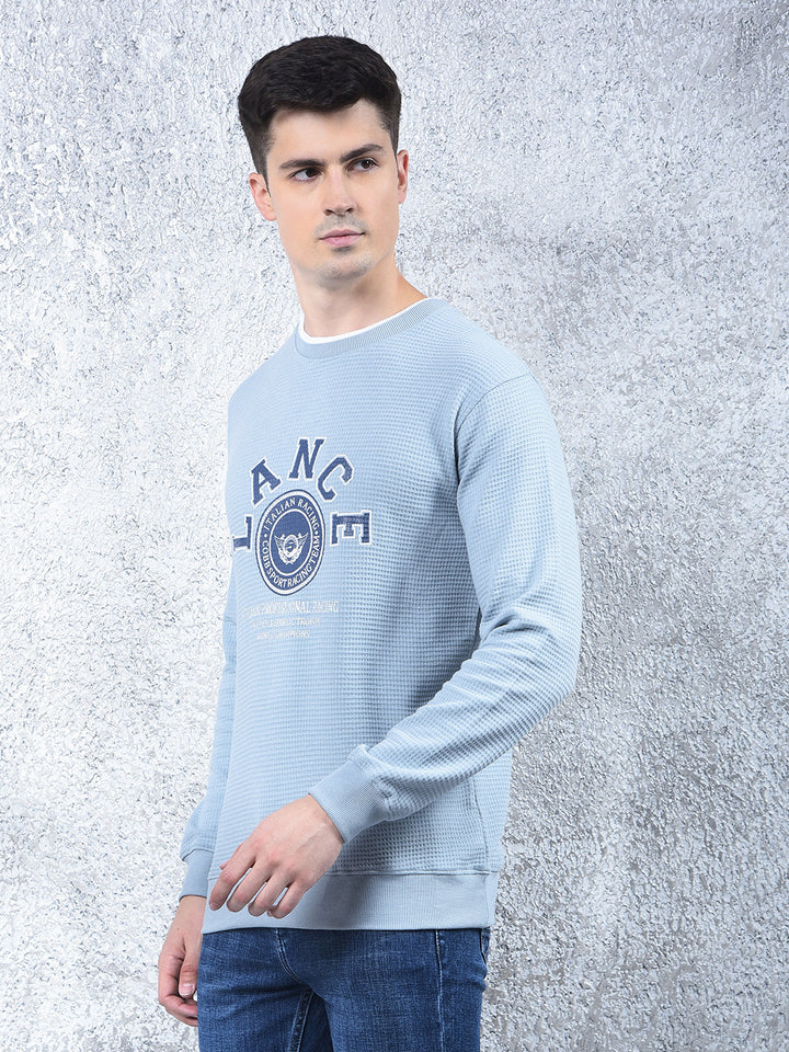 COBB SKY BLUE PRINTED FULL-SLEEVE T-SHIRT