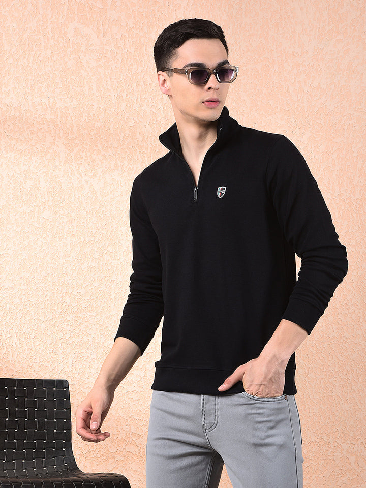 cobb black self-design full-sleeve t-shirt