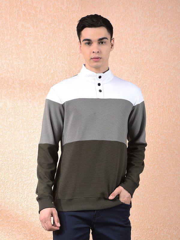 cobb green color-block full-sleeve t-shirt